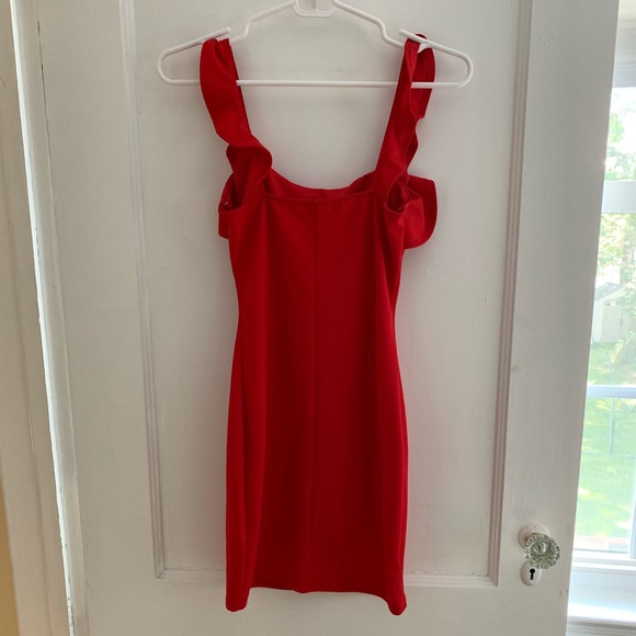 Red Ruffled Cocktail Dress, Size Small - Picture 2 of 2